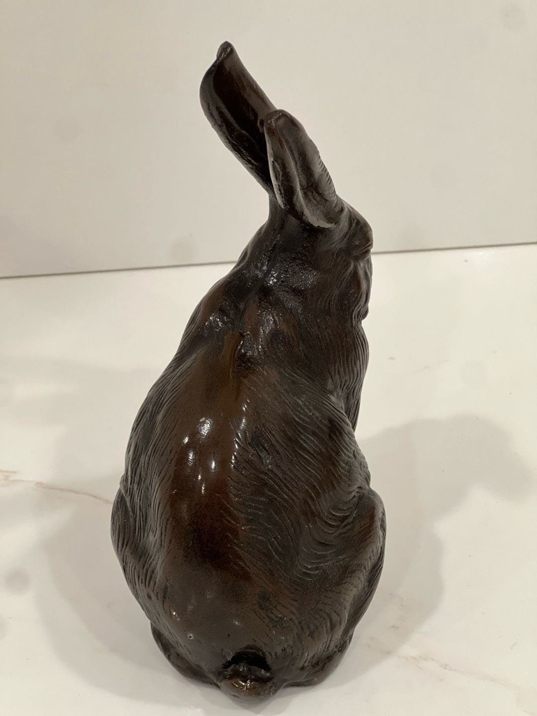 Vintage Cast Bronze Rabbit Pair Sculptures Statues 7