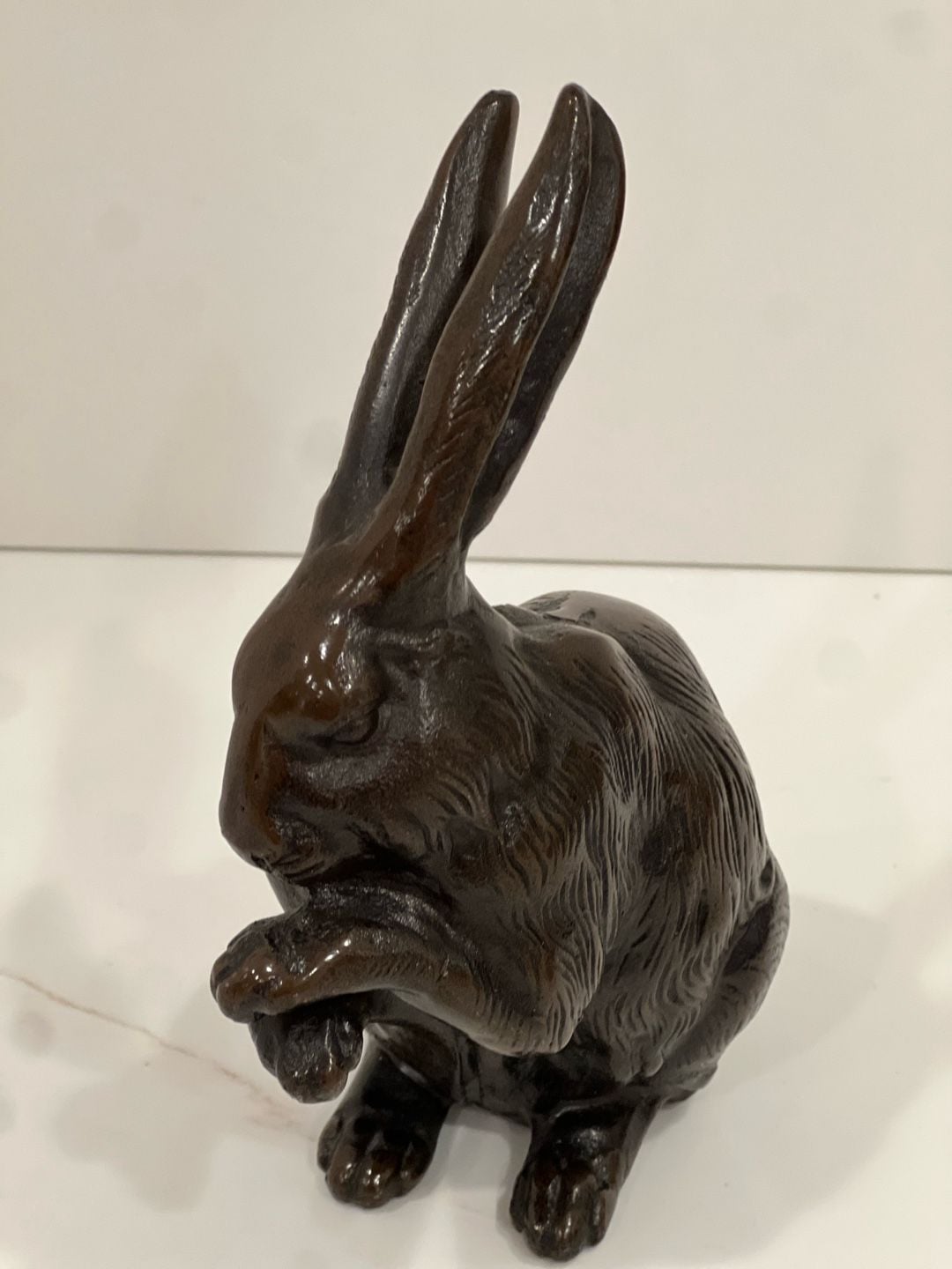 Vintage Cast Bronze Rabbit Pair Sculptures Statues 10