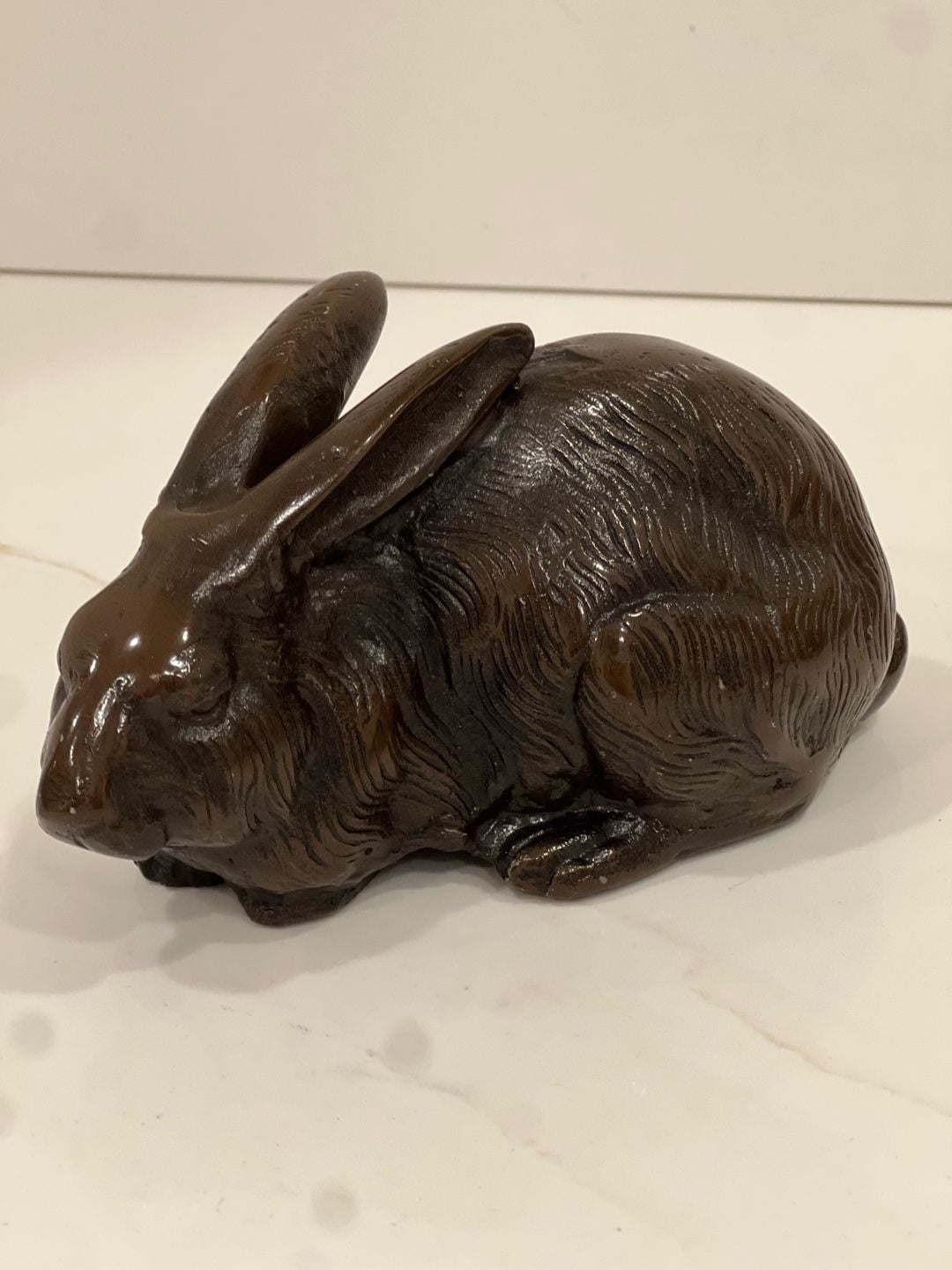 Vintage Cast Bronze Rabbit Pair Sculptures Statues 13