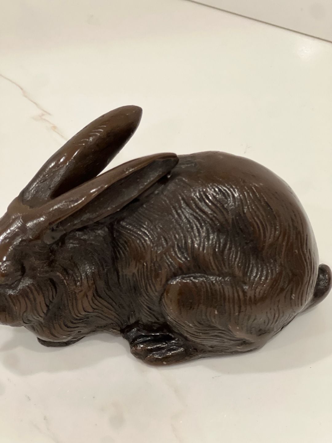 Vintage Cast Bronze Rabbit Pair Sculptures Statues 14