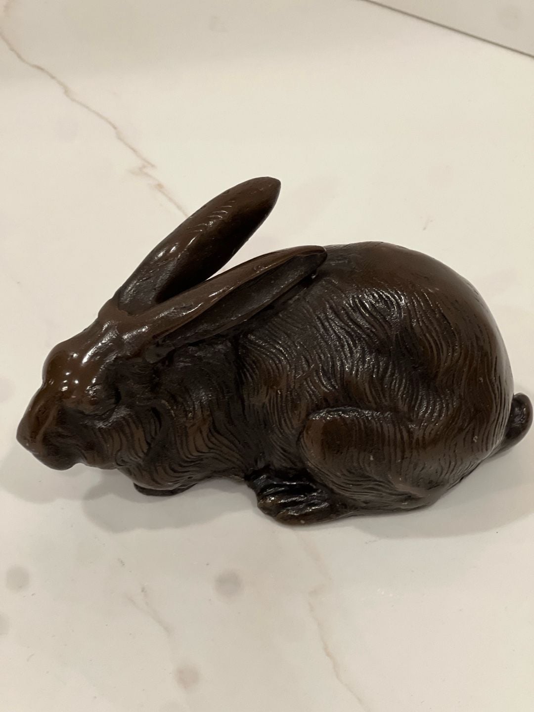 Vintage Cast Bronze Rabbit Pair Sculptures Statues 15