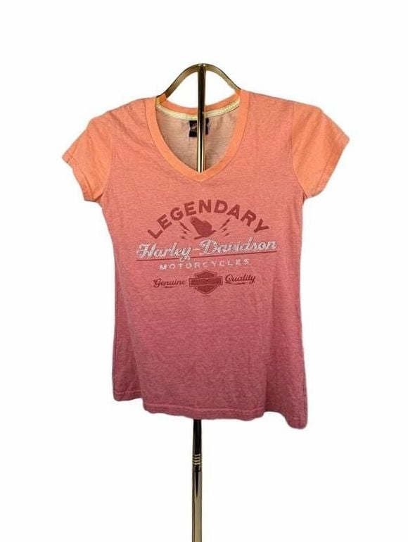 Harley-Davidson Legendary Motorcycles V-Neck T-Shirt Orange Ombre 2