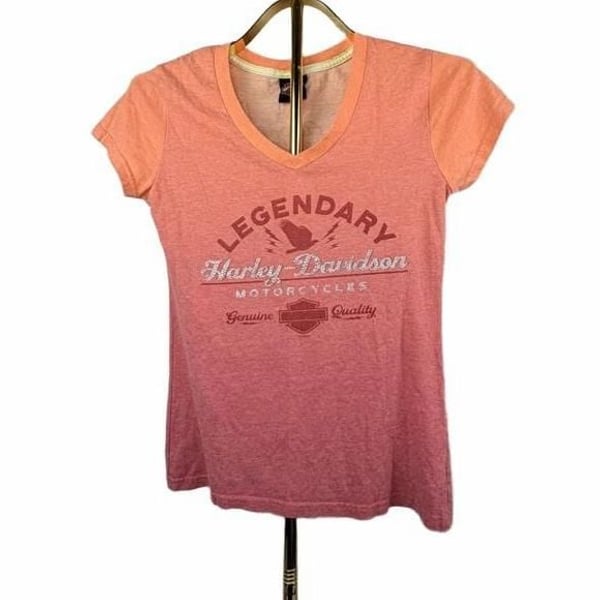 Harley-Davidson Legendary Motorcycles V-Neck T-Shirt Orange Ombre