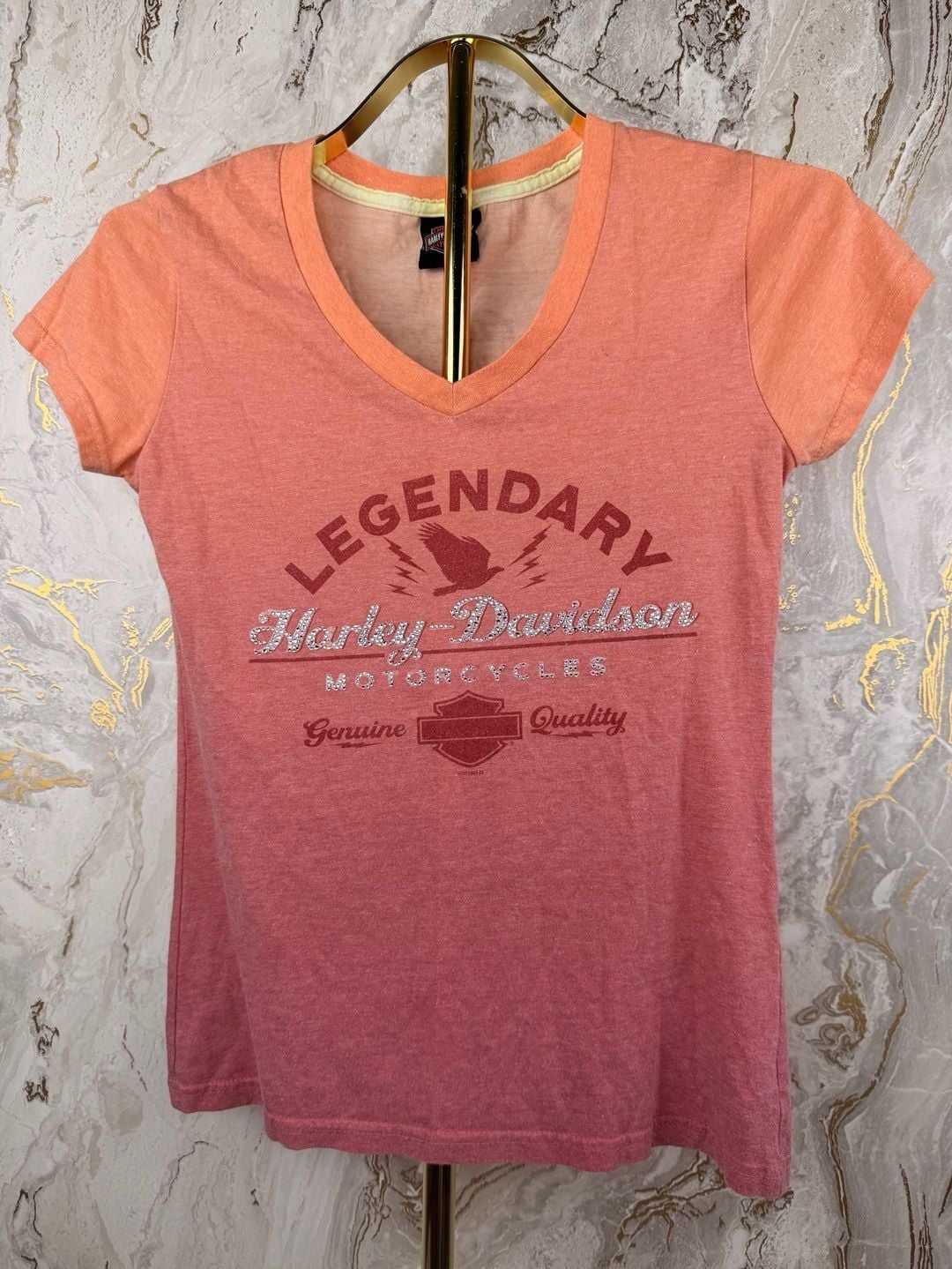Harley-Davidson Legendary Motorcycles V-Neck T-Shirt Orange Ombre 3