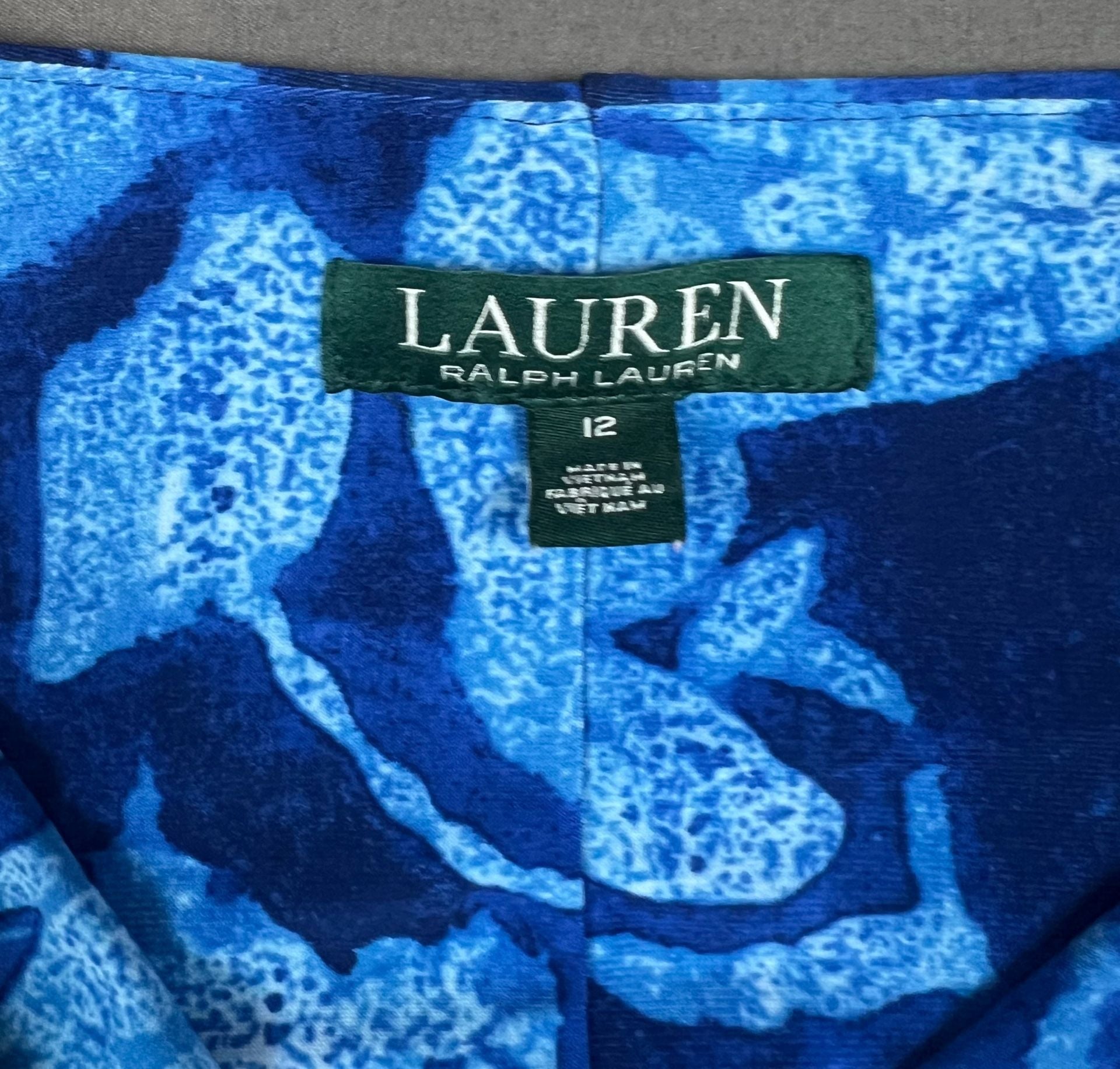 Lauren Ralph Lauren Dress Size 12 Blue Floral Cowl Neck Sleeveless 5