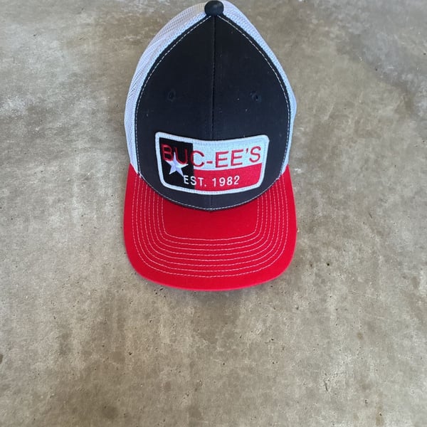 Buc-ee's Trucker Hat Black Red White Texas Flag Est 1982