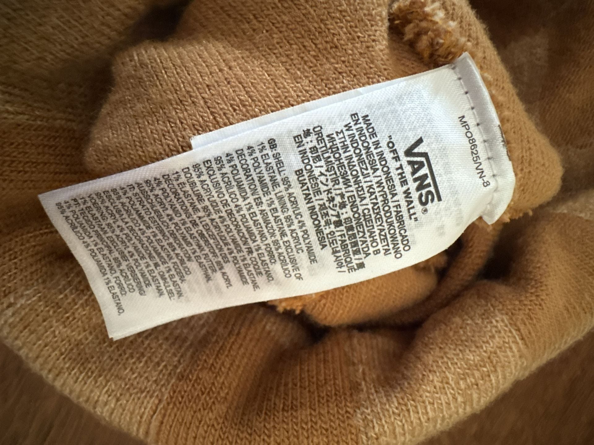 Vans Checkered Beanie Hat Brown Tan Knit Cuffed Logo Winter 4