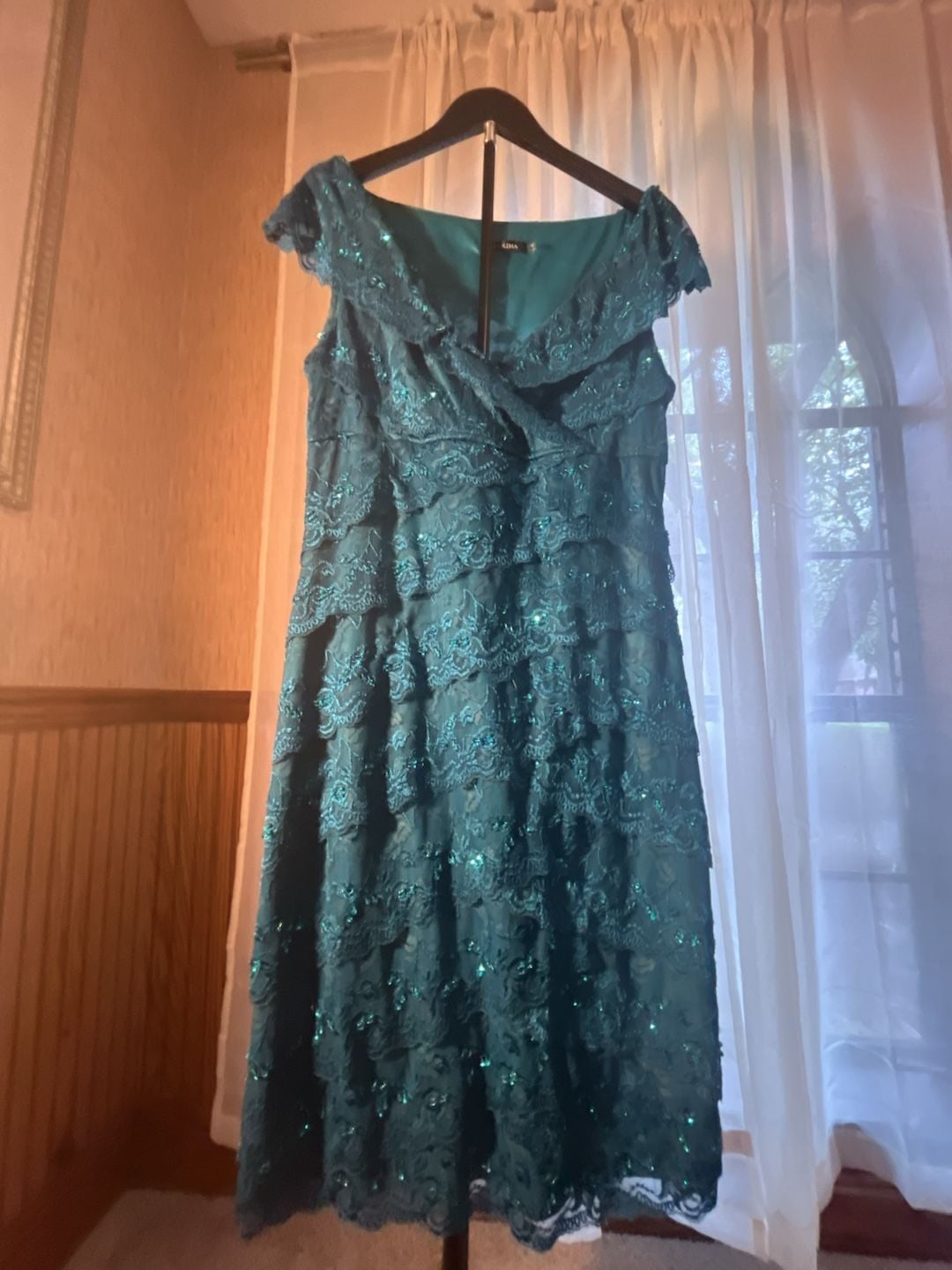 Marina Beaded Lace Dress Size 12 Green 2