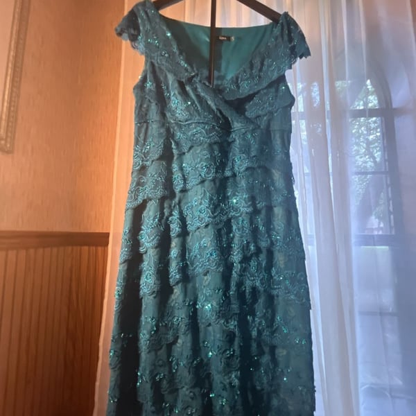 Marina Beaded Lace Dress Size 12 Green