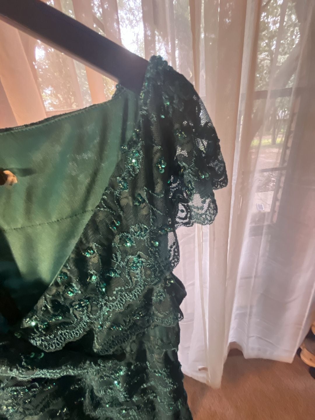 Marina Beaded Lace Dress Size 12 Green 6