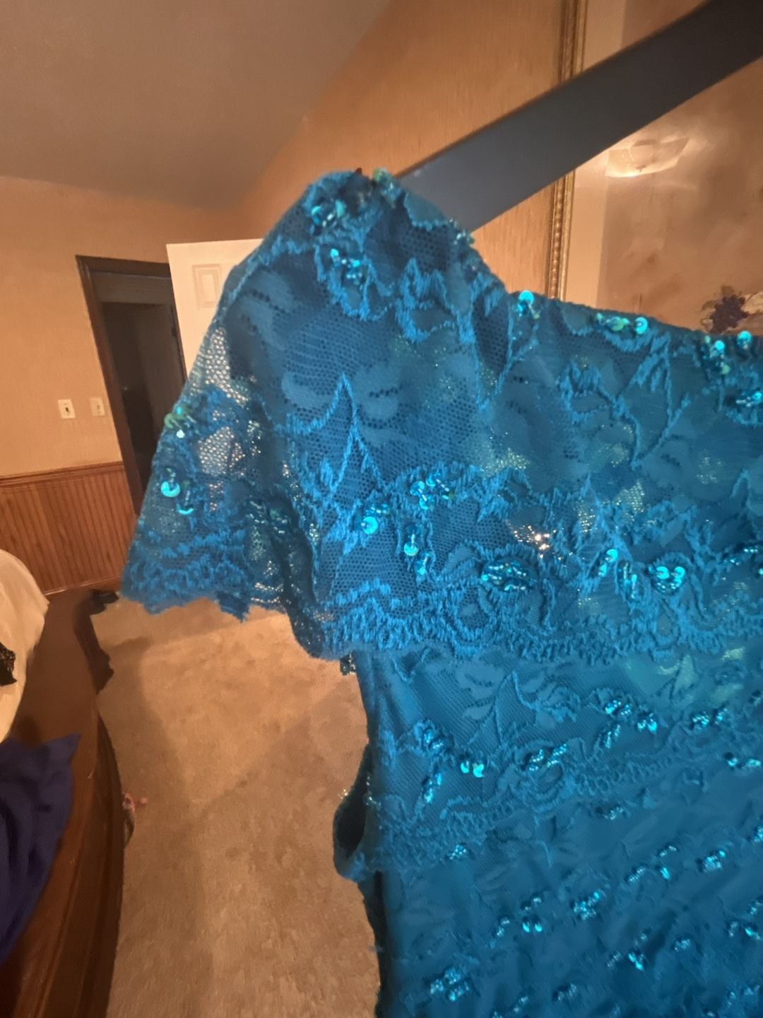 Marina Beaded Lace Dress Size 12 Green 13