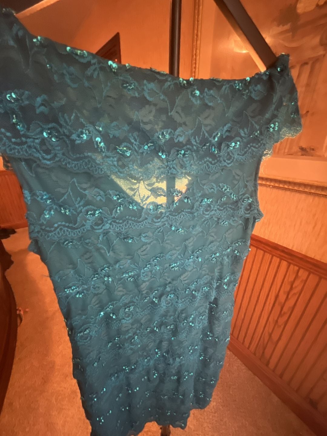 Marina Beaded Lace Dress Size 12 Green 14