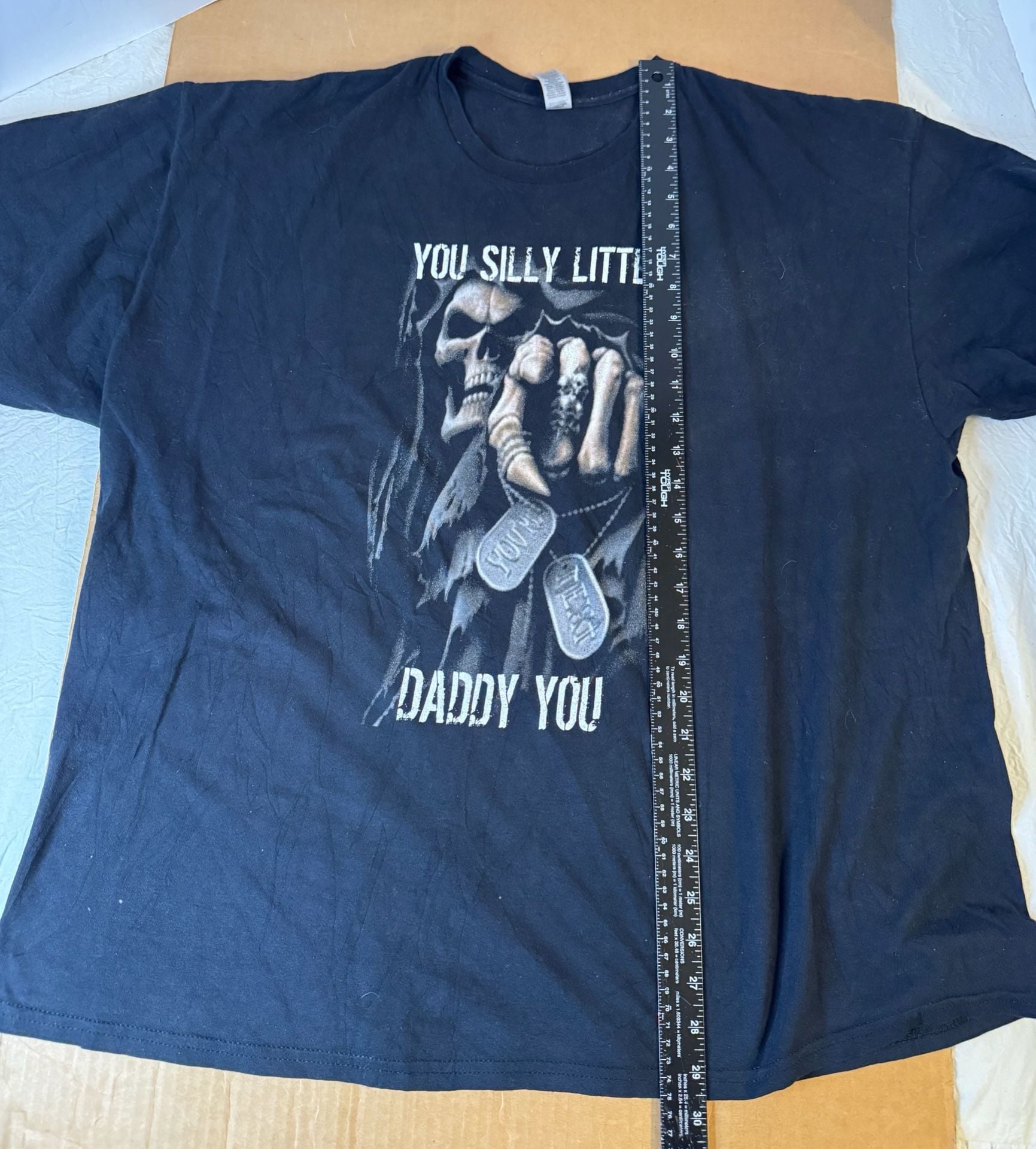 Graphic T-Shirt Size 2XL Black Grim Reaper You Silly Little Gildan 7