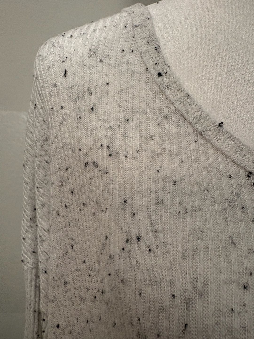 American Eagle Womens Speckled Ribbed Knit Sweater Cream Flecked Oversized Tunic 4