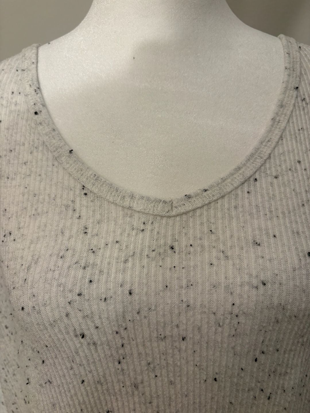 American Eagle Womens Speckled Ribbed Knit Sweater Cream Flecked Oversized Tunic 5