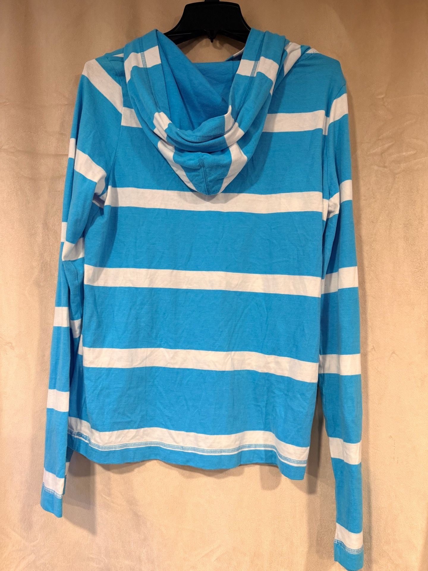 Hollister Striped Long Sleeve Hoodie Size L Blue White 6