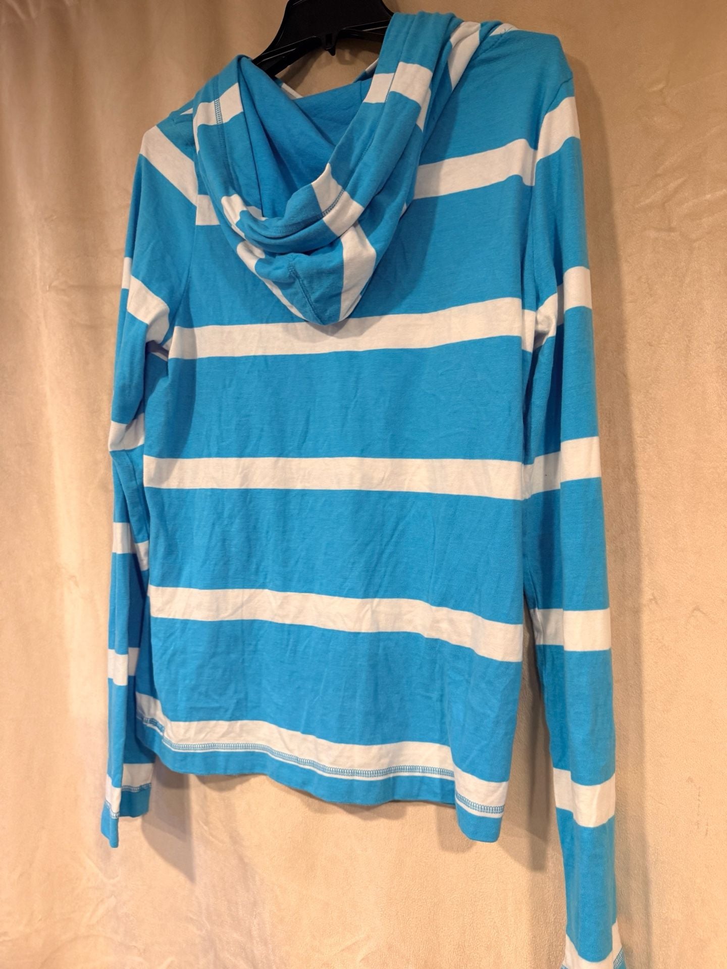 Hollister Striped Long Sleeve Hoodie Size L Blue White 7