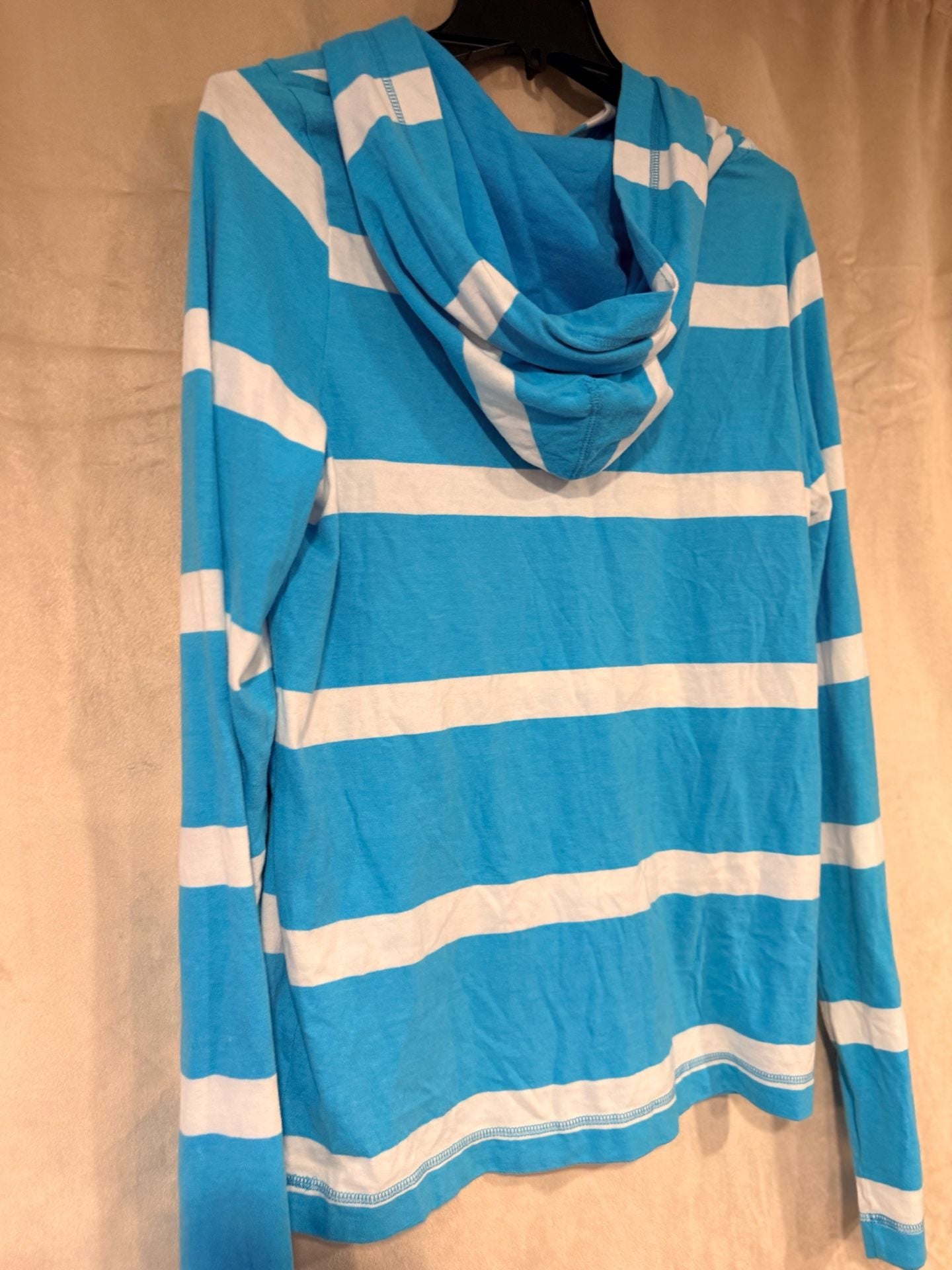 Hollister Striped Long Sleeve Hoodie Size L Blue White 8