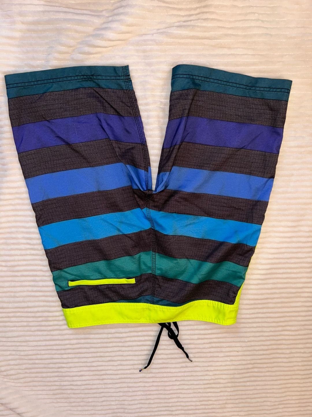 Hurley Phantom Board Shorts Striped Neon Yellow Blue Size 28 6