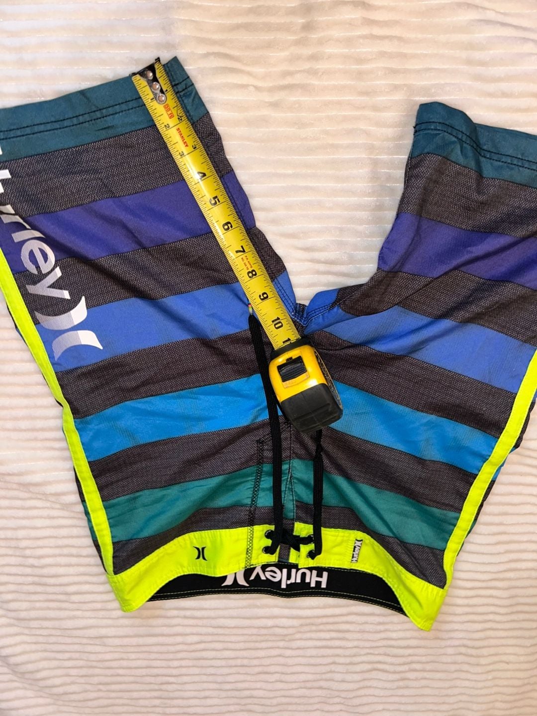 Hurley Phantom Board Shorts Striped Neon Yellow Blue Size 28 7