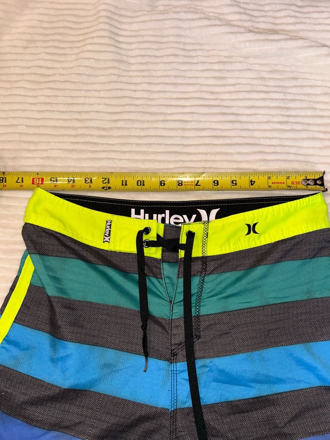 Hurley Phantom Board Shorts Striped Neon Yellow Blue Size 28 8