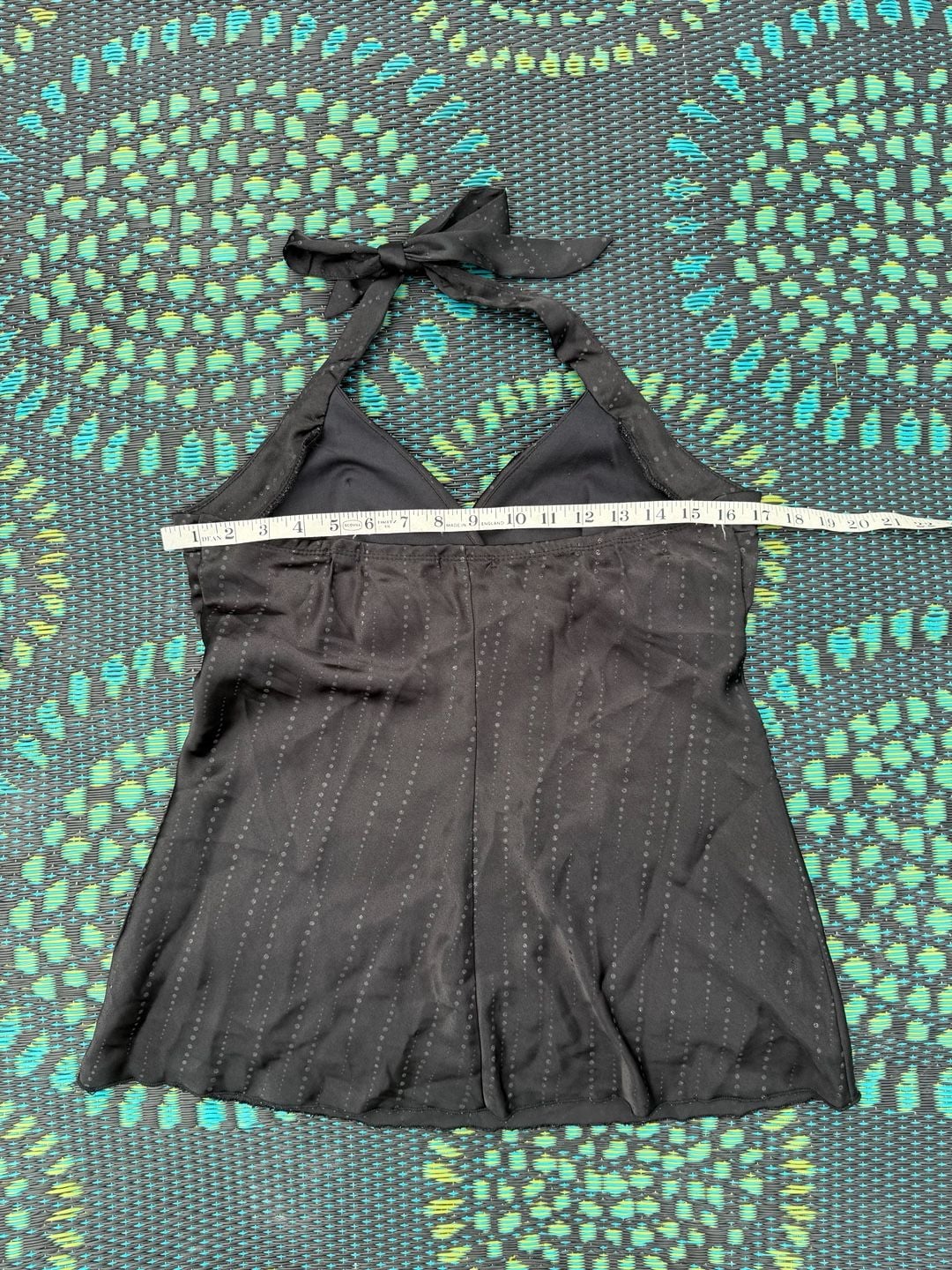 dressbarn Halter Top Size M Black Polka Dot Poly V-Neck Swing 6
