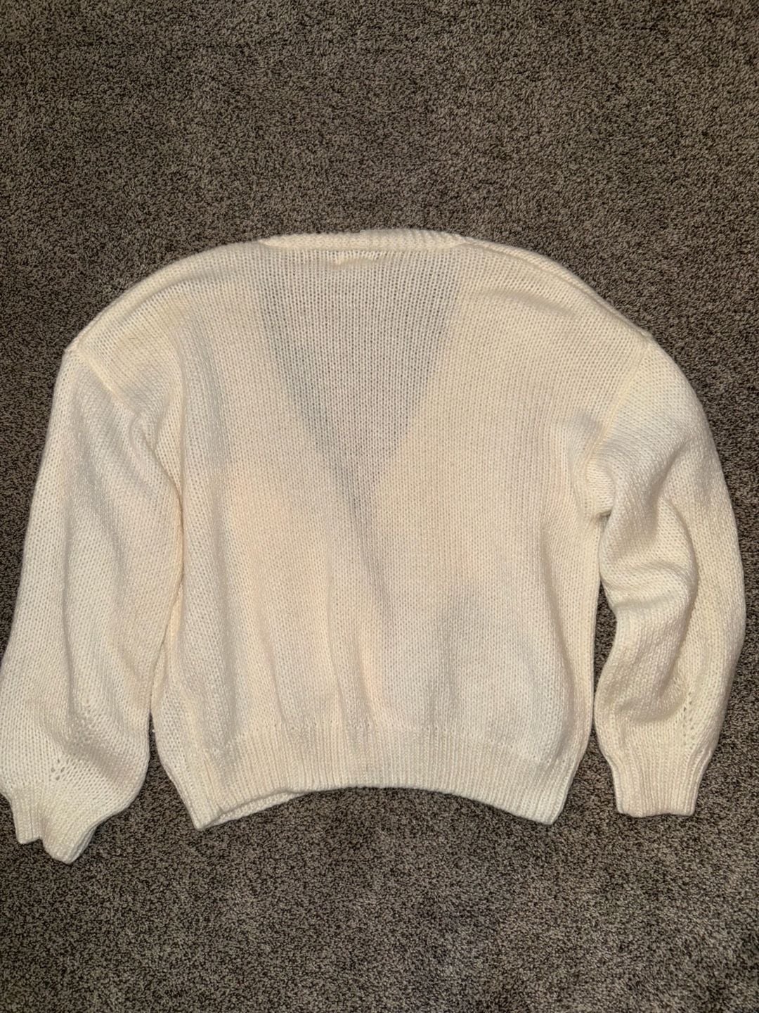 Luna Cardigan Size M Cream 3D Floral Applique Knit V-Neck Sweater 5