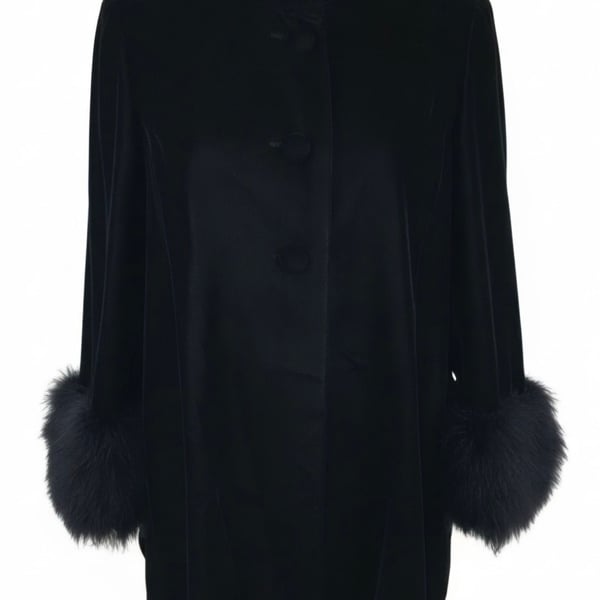 VINTAGE 52702 Rayon Velvet Jacket Black
