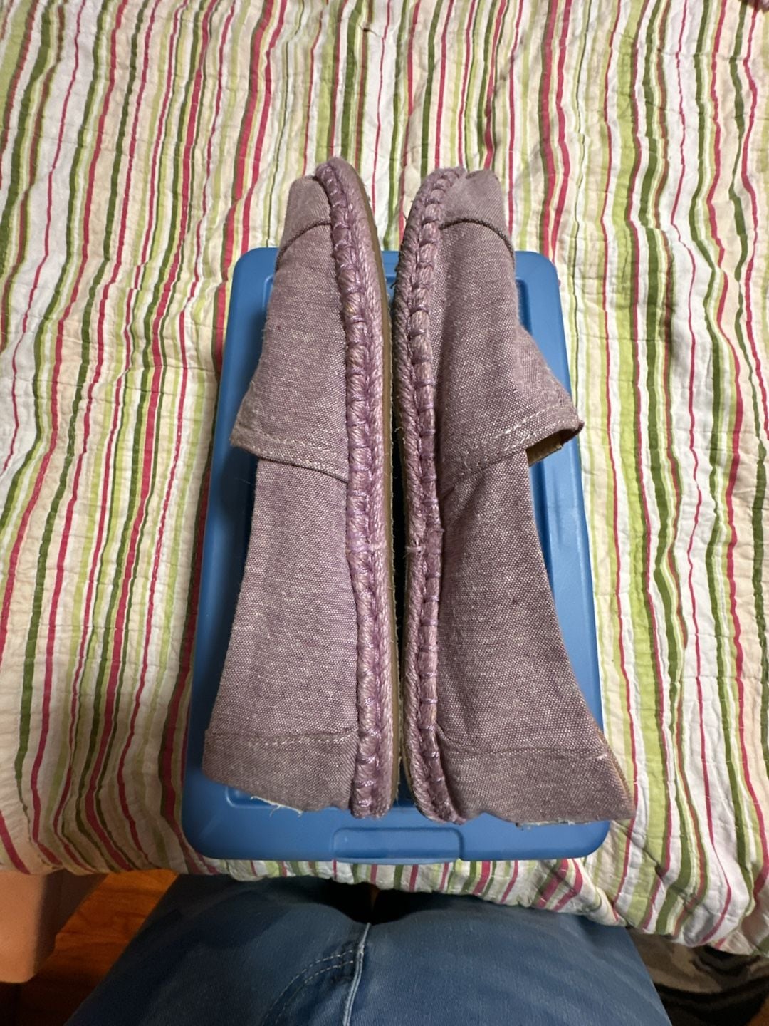 TOMS Alpargata Slip-On Shoes Women's Size 9 Purple Chambray 6