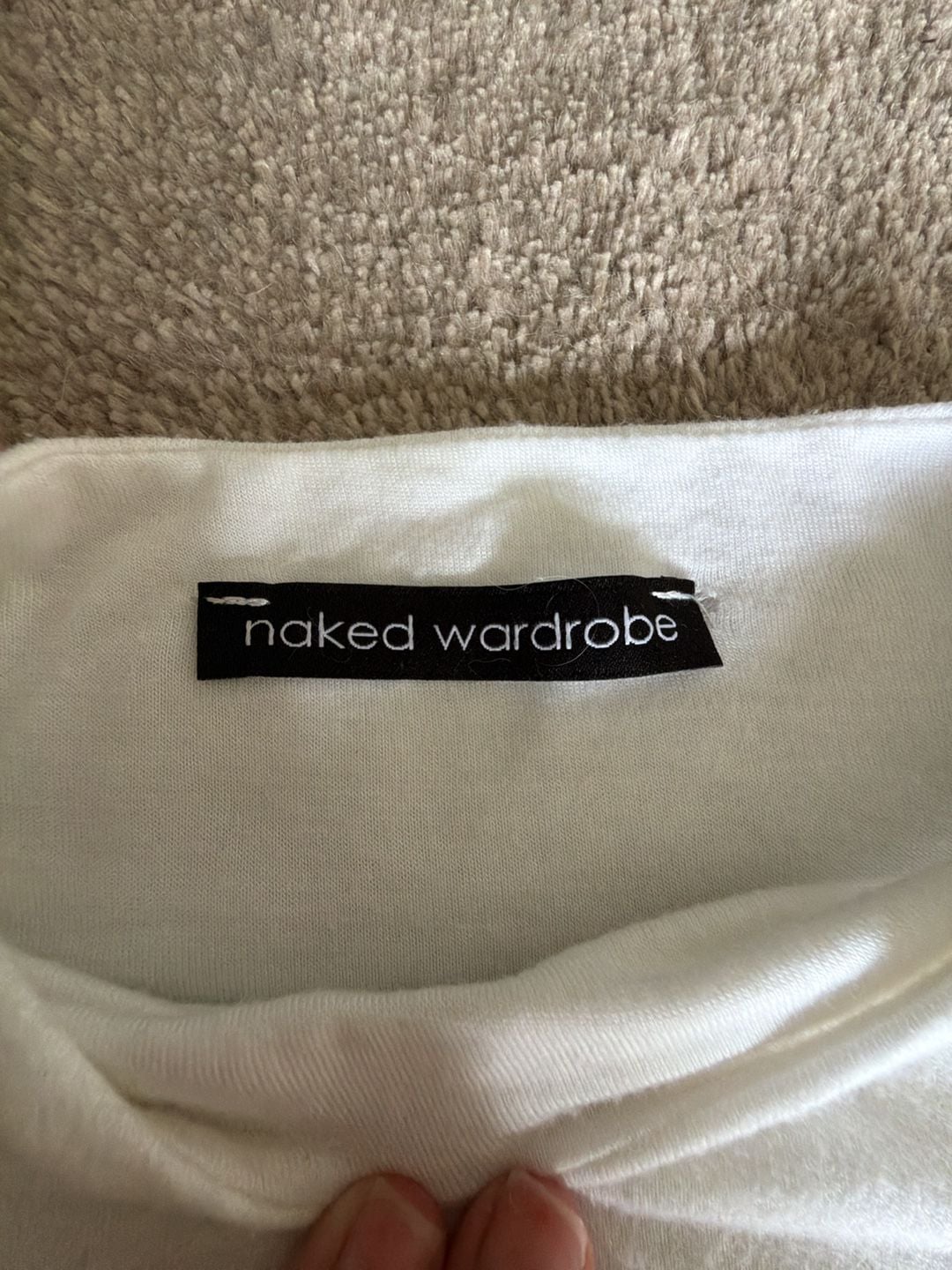 naked wardrobe long sleeve mock neck crop top white size L 2