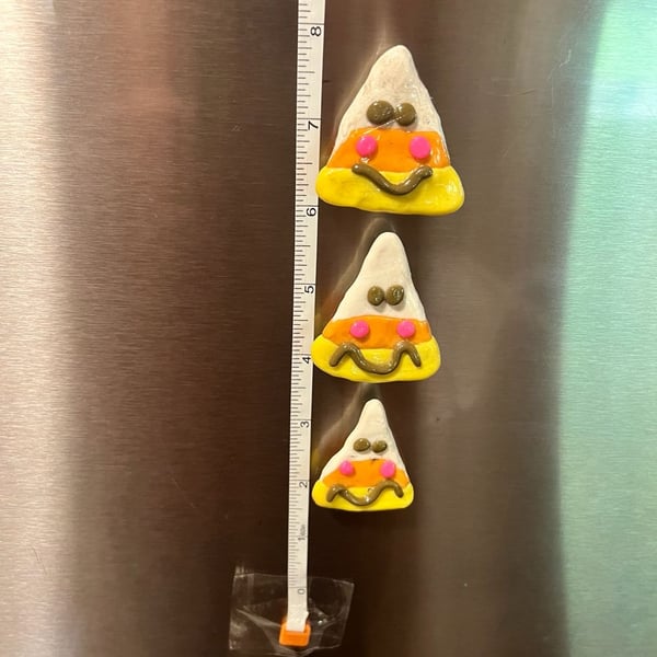 Handmade Polymer Clay Candy Corn Magnets Set of 3 Halloween Decor