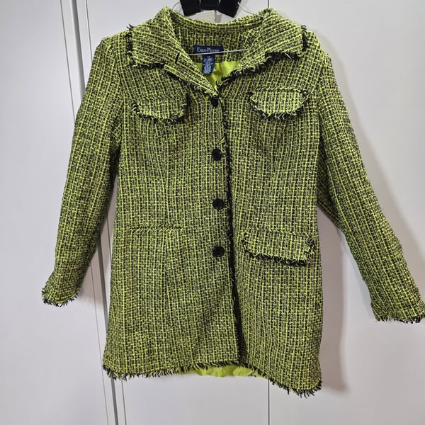 Evan-Picone Tweed Jacket Size 14 Lime Green