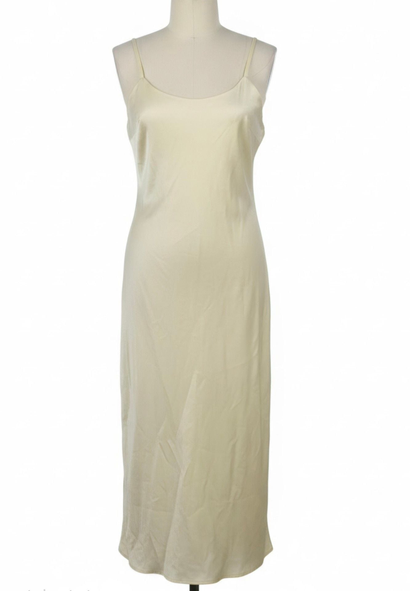 Satin Slip Dress Yellow Midi 2