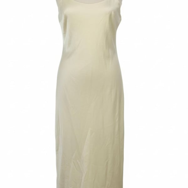 Satin Slip Dress Yellow Midi