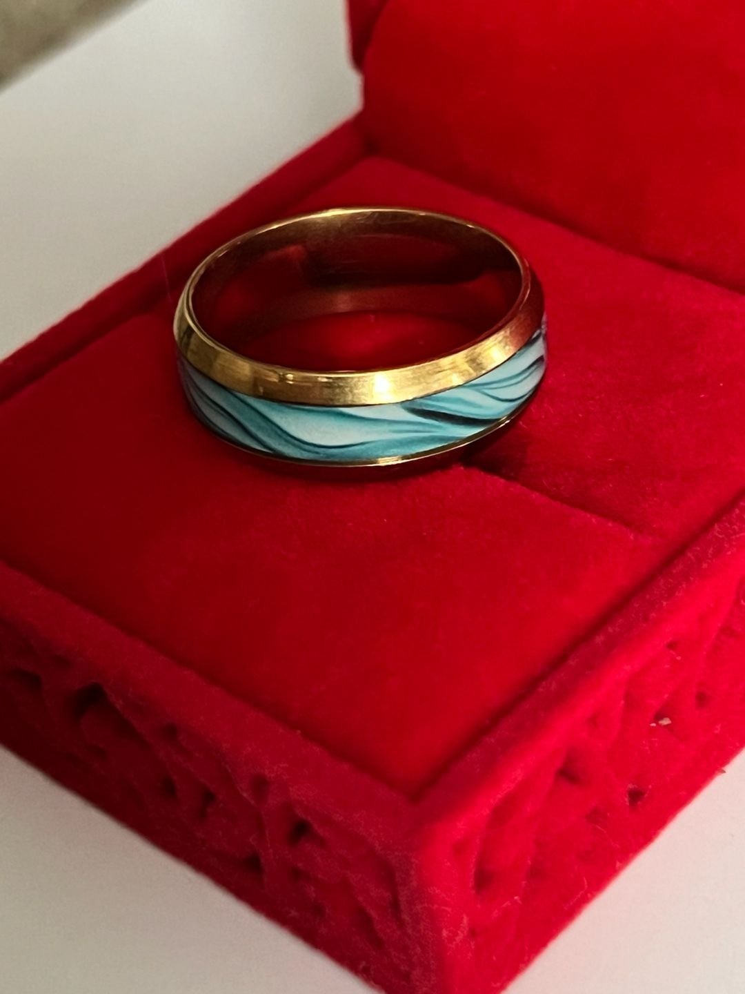 Tungsten Yellow Gold Turquoise Polished Finish 8mm Band Size 11 6