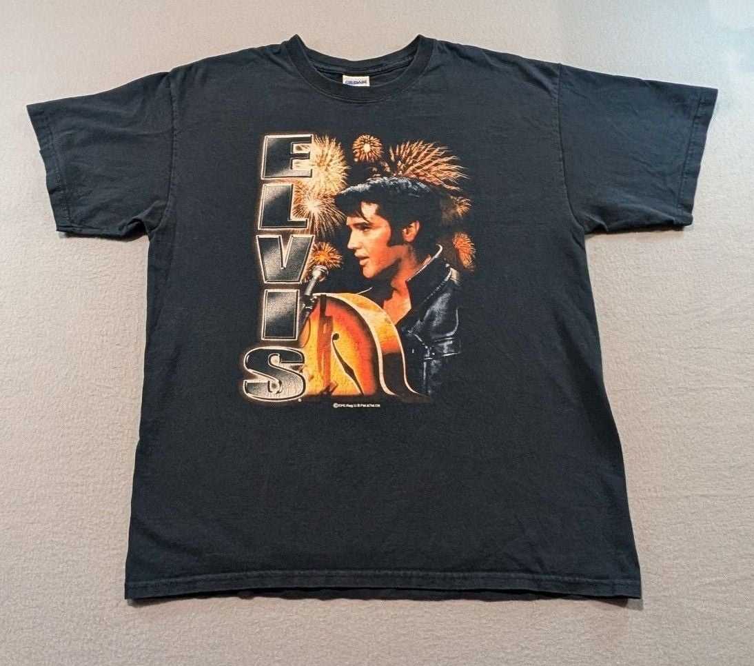 Gildan Elvis Presley Graphic T-Shirt Size L Black 2