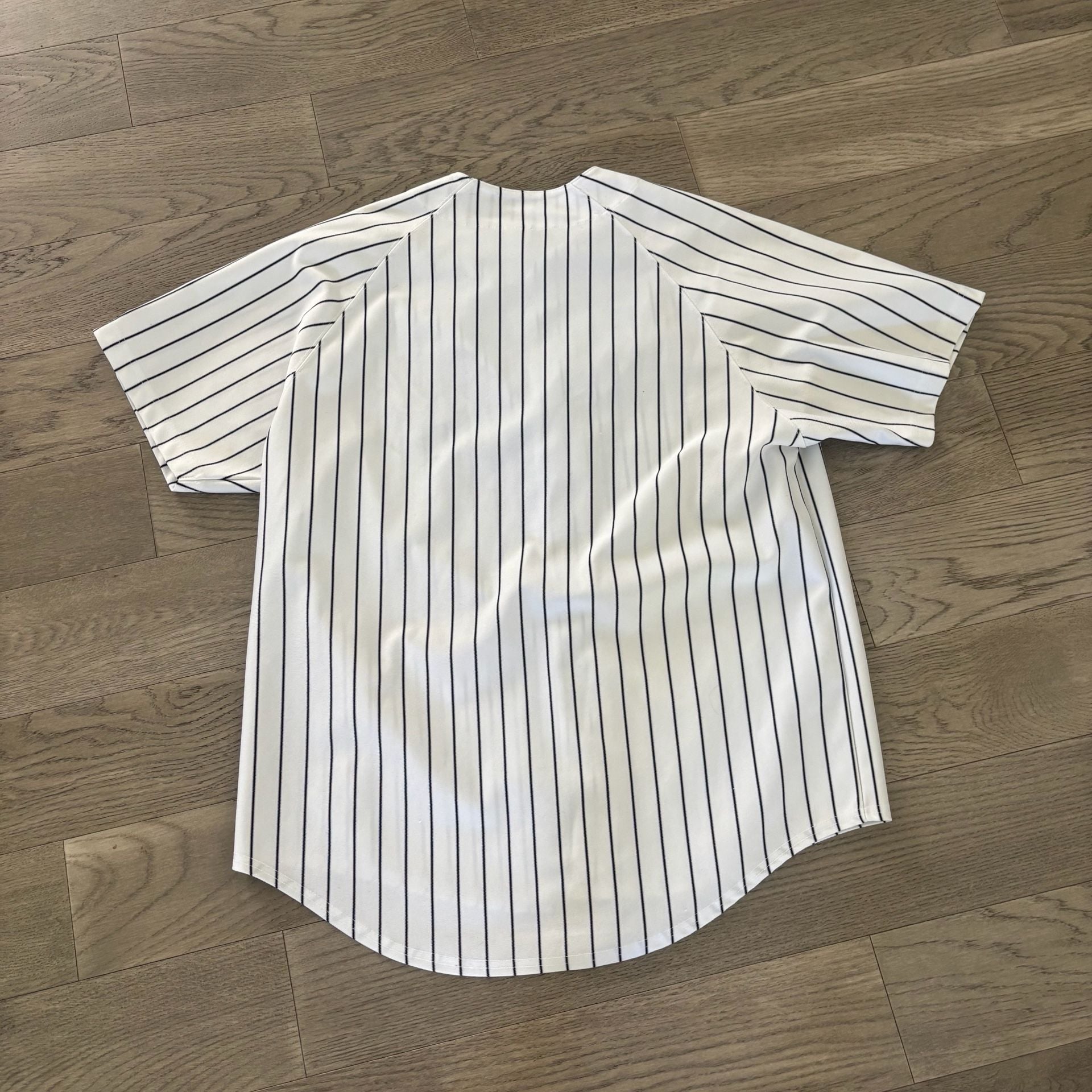 Russell Athletic New York Yankees Baseball Jersey Size L White Pinstripe 7