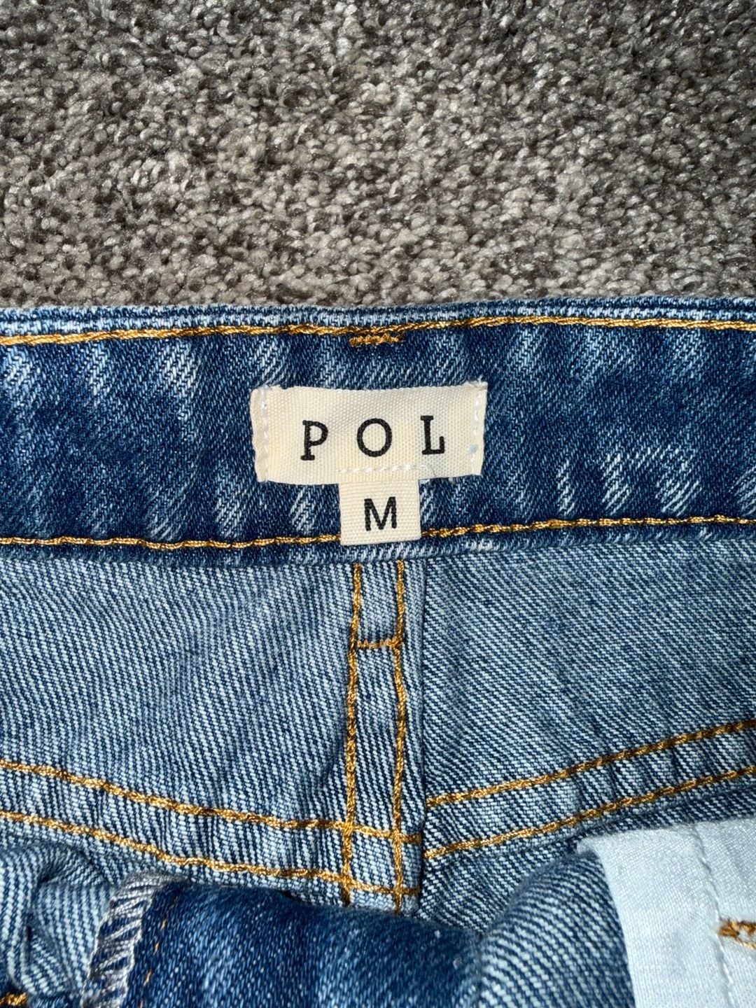 POL Denim Shorts Size M Blue Distressed Crystal Fringe Cutoffs 4