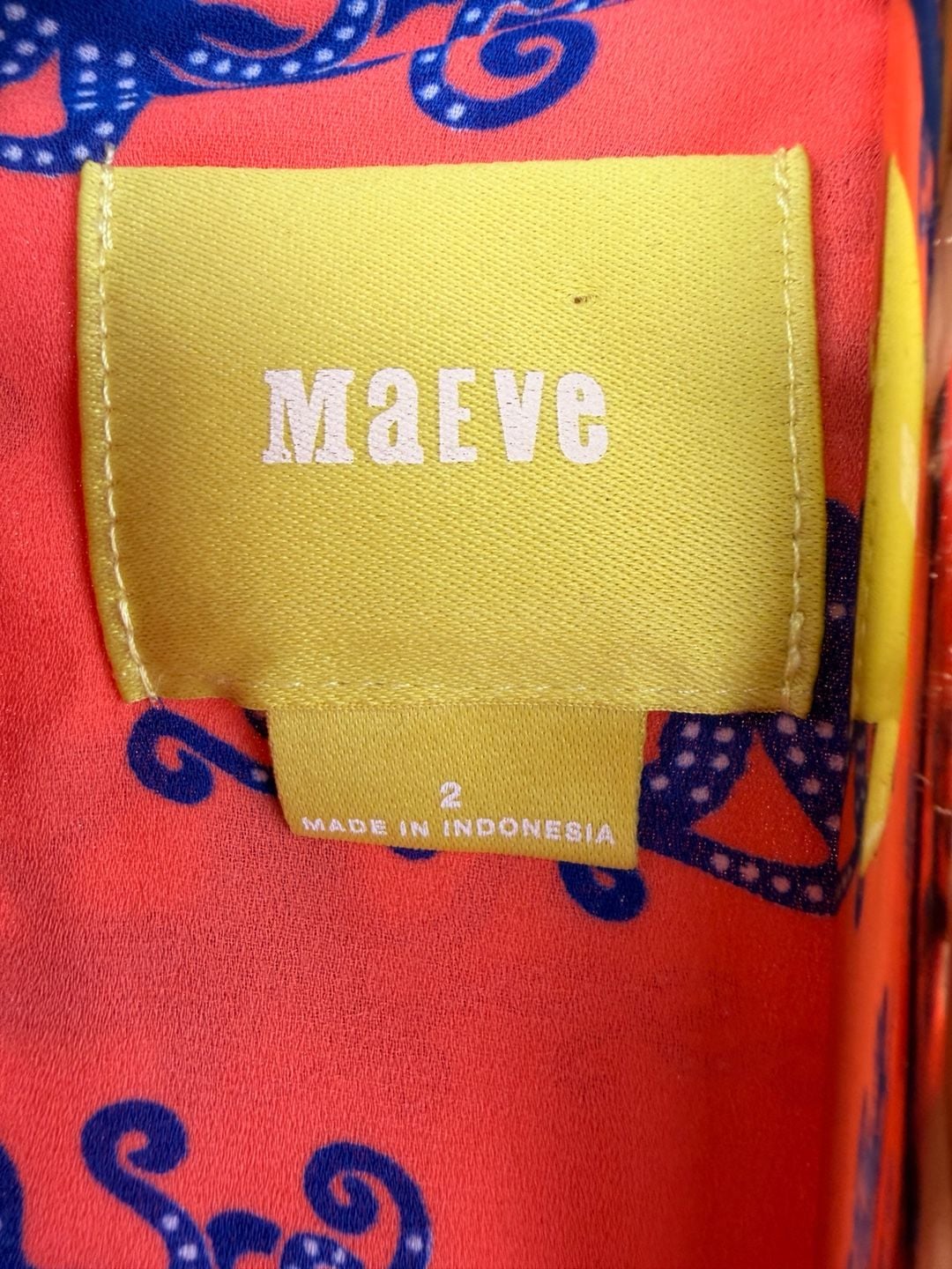 Maeve Octopus Print Blouse Size 2 Coral Ruffle Collar Sleeveless Top 5
