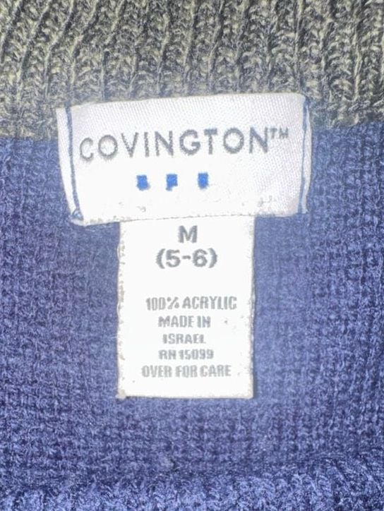 Covington Bulldozer Sweater Size M (5-6) Kids Blue Graphic Knit 3