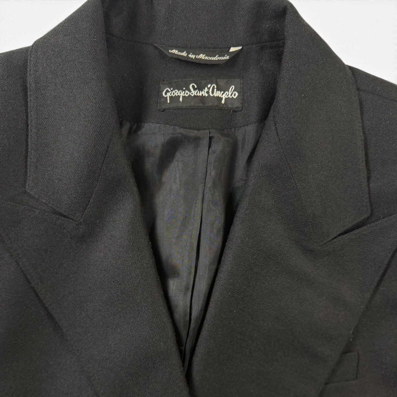 Giorgio Sant'Angelo 90s Black Wool Power Blazer Double Breasted | L 3