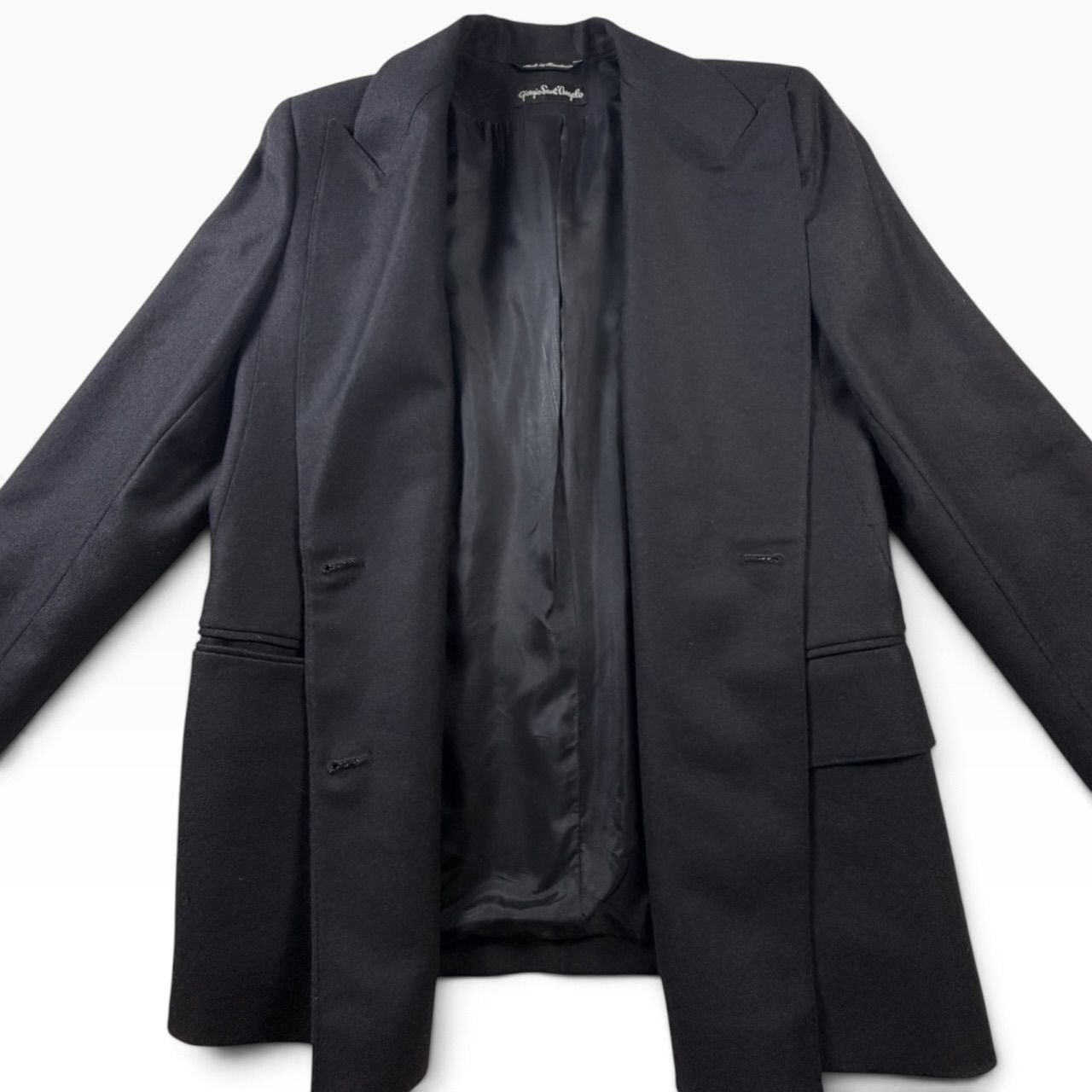 Giorgio Sant'Angelo 90s Black Wool Power Blazer Double Breasted | L 5