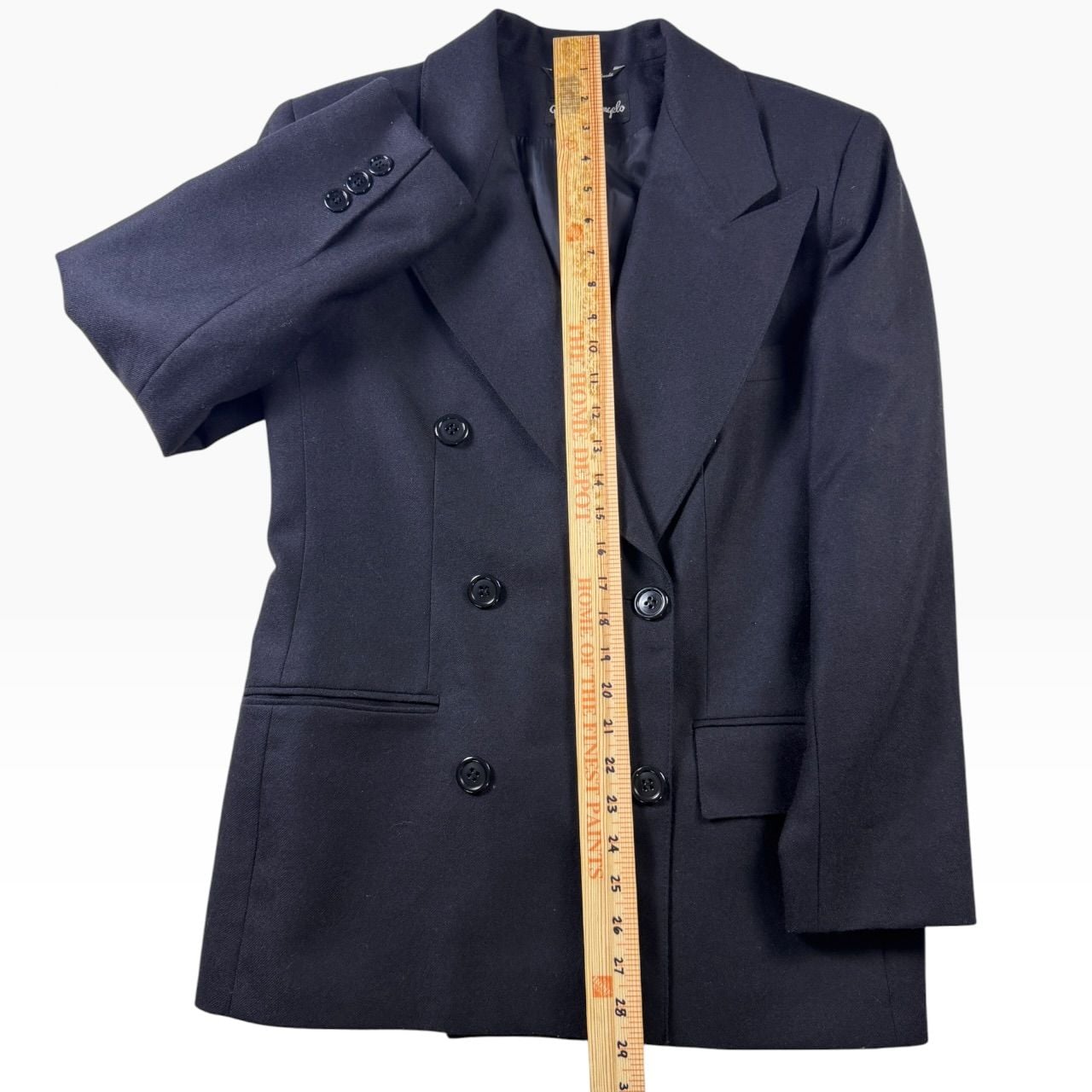 Giorgio Sant'Angelo 90s Black Wool Power Blazer Double Breasted | L 8