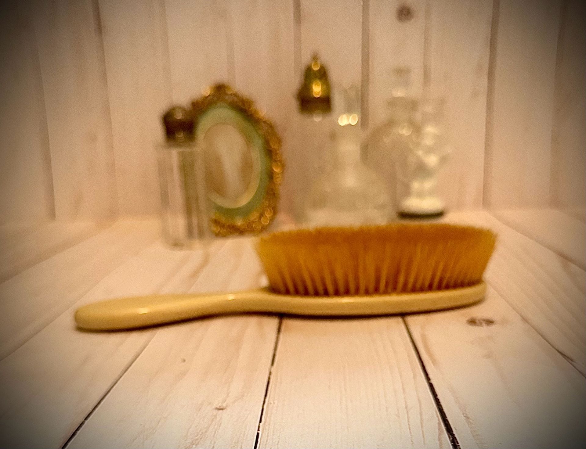 Antique French Ivory Celluloid Vanity Brush 2