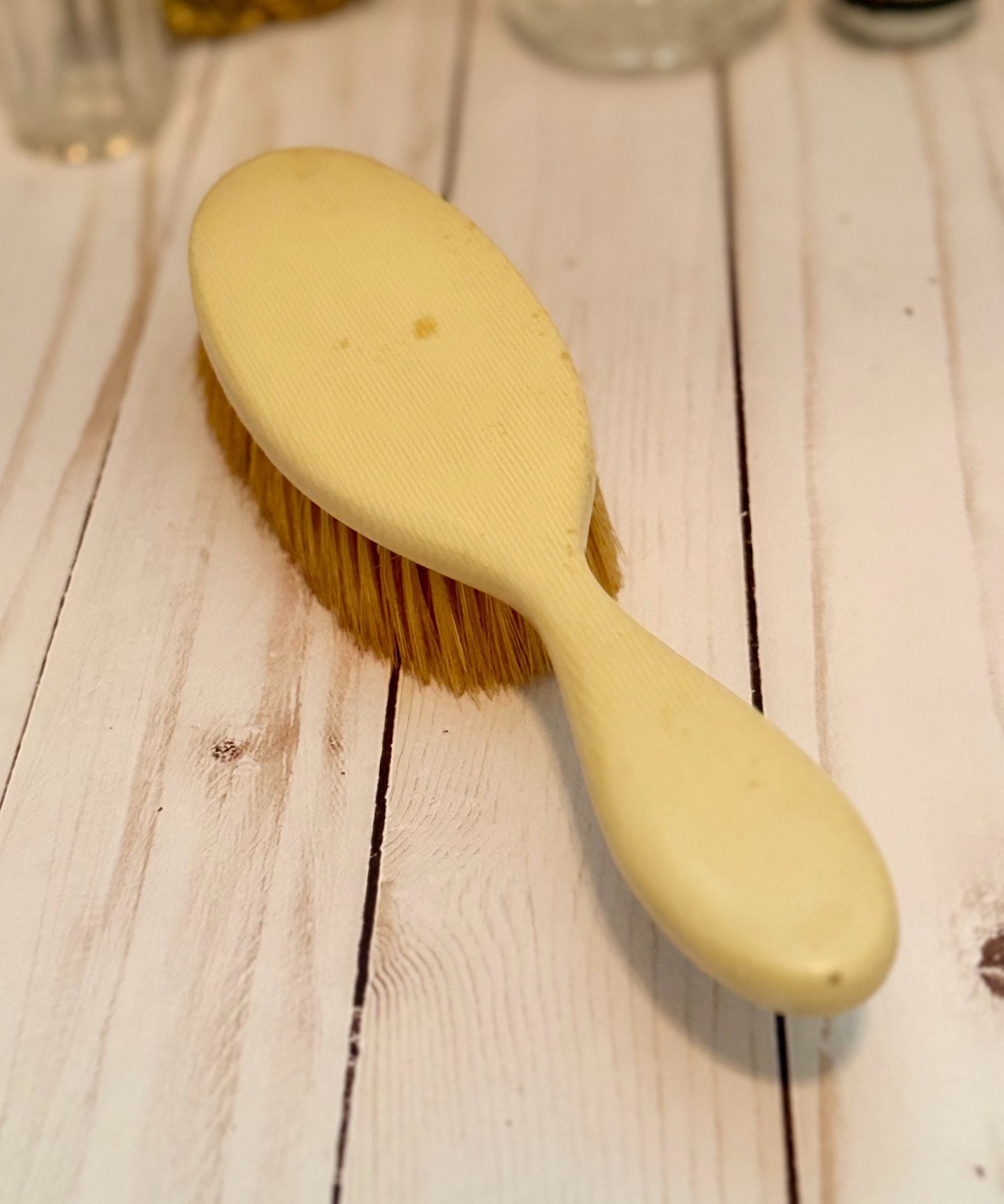 Antique French Ivory Celluloid Vanity Brush 3