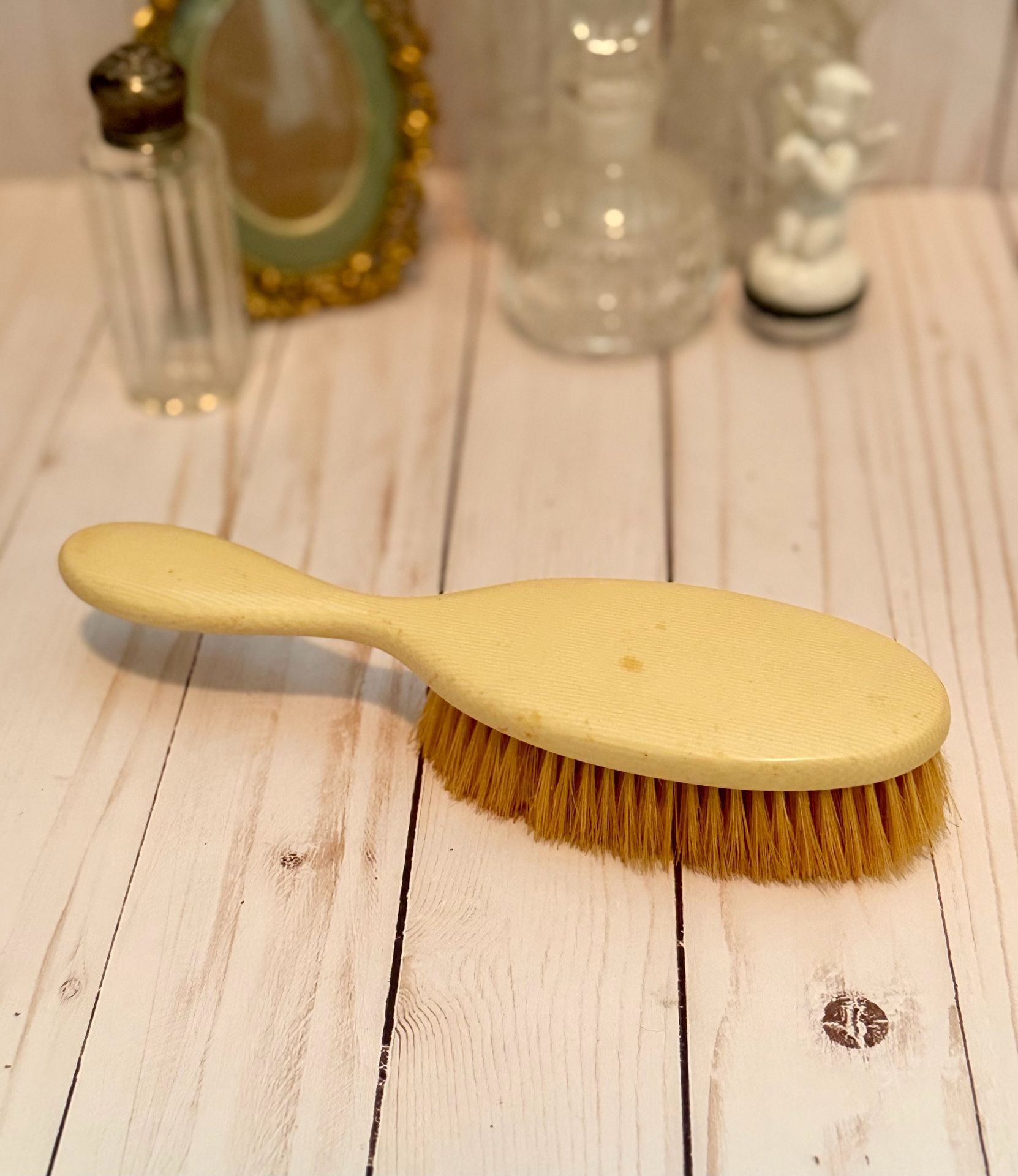 Antique French Ivory Celluloid Vanity Brush 5