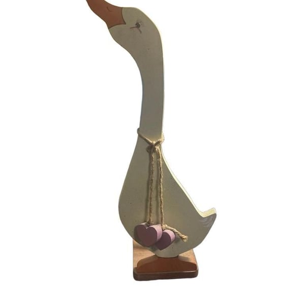 Wooden Goose Toilet Paper Holder 24” Country Farmhouse Primitive Heart Decor
