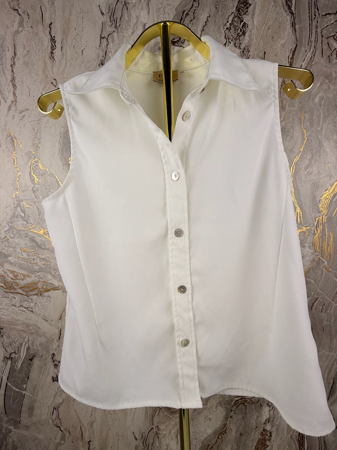 Elie Tahari Sleeveless Button Front Shirt Size S/P White 5