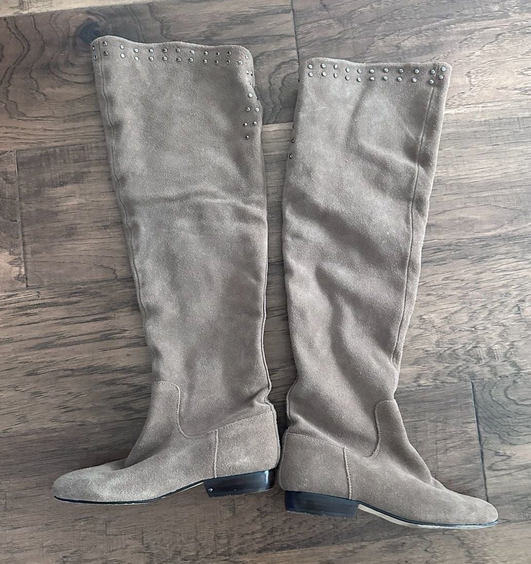 Kelsi Dagger Brooklyn Logan Suede Over The Knee Boots Fawn 5