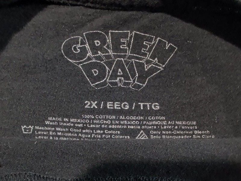 Green Day Dookie Graphic T-Shirt Size 2X Black Punk Rock Band Tee 3